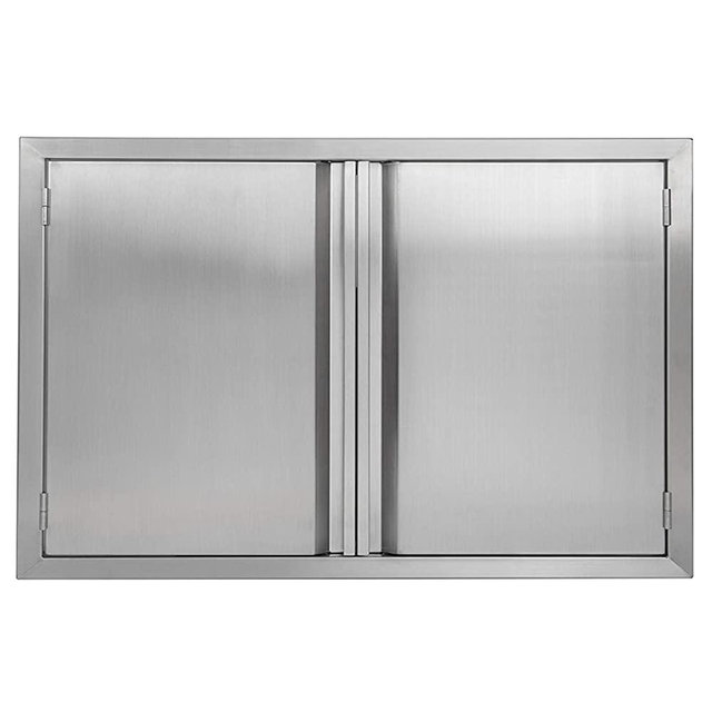 BI-DTOOL Outdoor Kitchen Door 35" W x 24" H 304 Brushed Stainless Steel BBQ Access Doors for Outdoor Kitchen Outdoor Cabinet Barbeque Grill or BBQ Island
