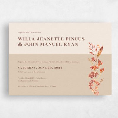 Tan, Brown Wedding Invitation - Gramercy Landscape