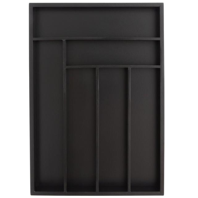 Juvale Bamboo Silverware Drawer Organizer Tray for Kitchen, Black, 17 x 12 Inches