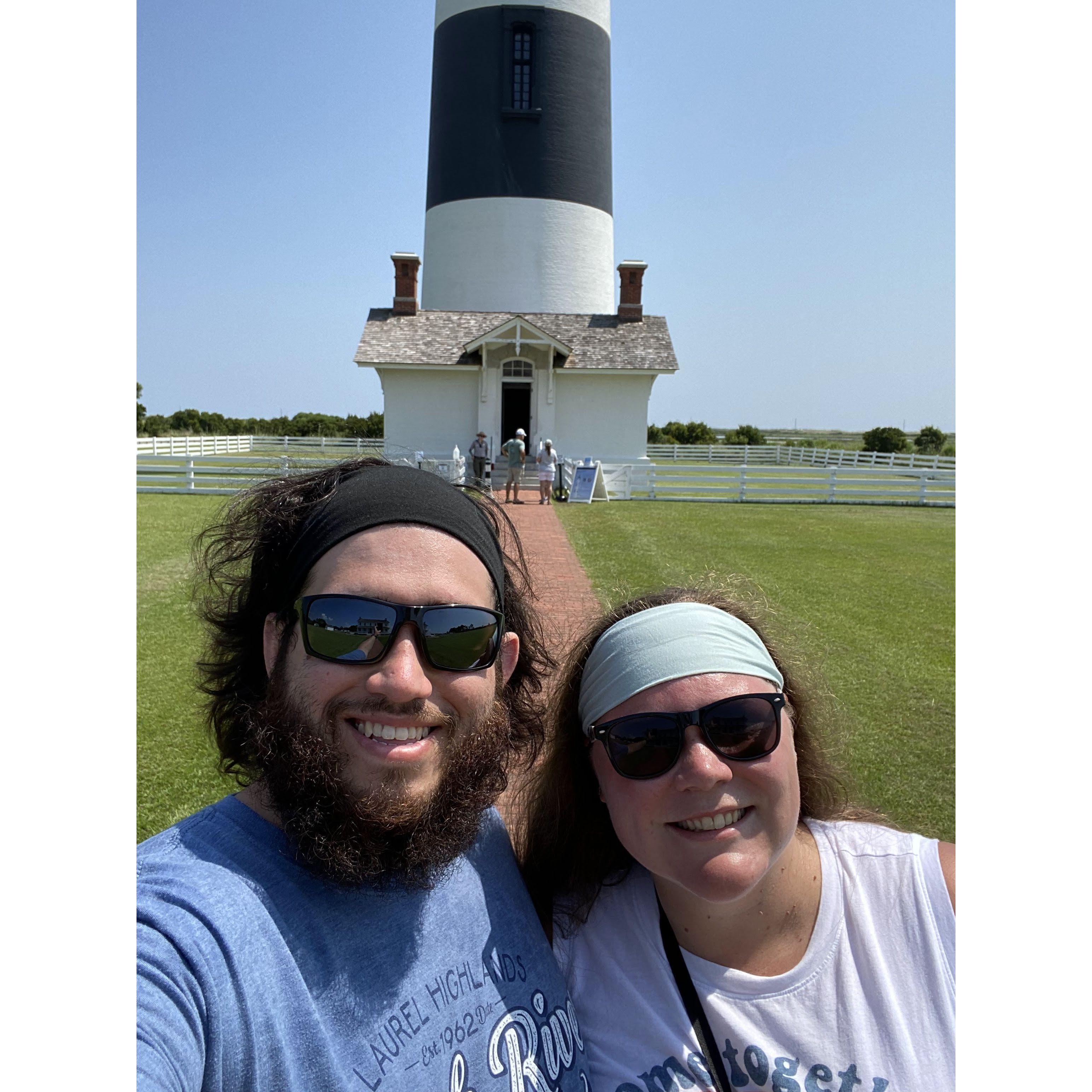 Us visiting Bodie Island Lighthouse.