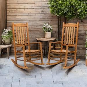 Classic Solid Wood Patio Rocking Chair (Set Of 2) - Brown