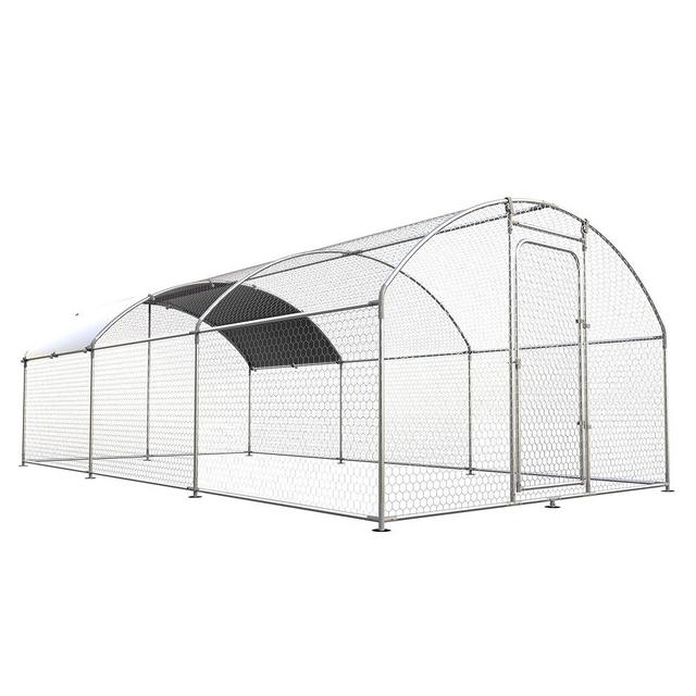 HIWOKK Large Metal Chicken Coop Chicken Run,Chicken Pen with Water-Resident and Anti-UV Cover,Duck Rabbit House Outdoor(10’ W x 19.7’ L x 6.5’ H)