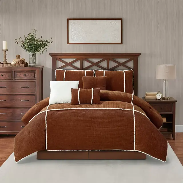 Nanshing 7pc King Arvada Cabin Comforter Set Rust