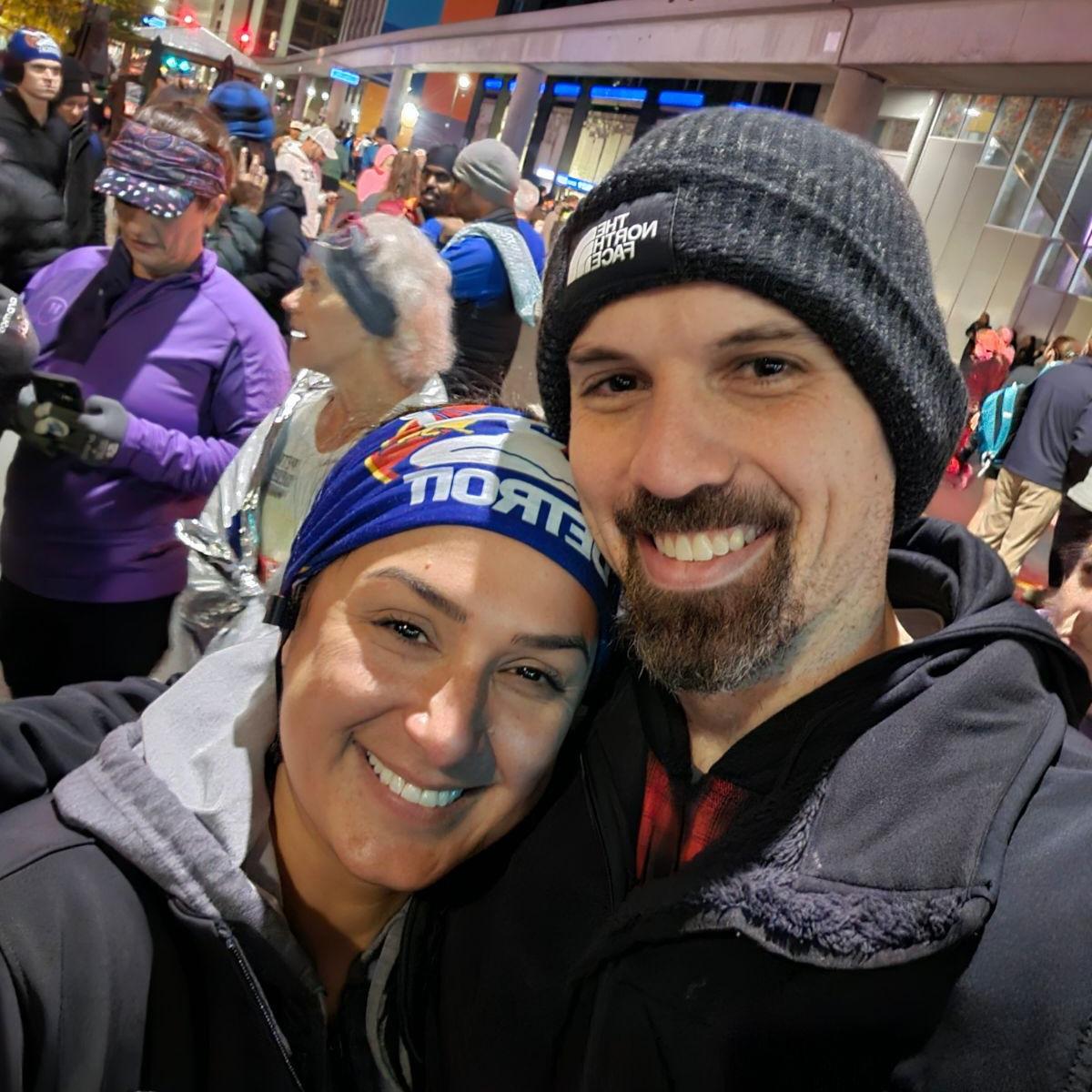 Supporting me at 6am, in the cold, to run my first half marathon.