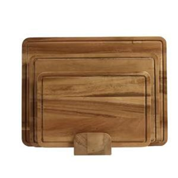 Atelier Acacia Wood 3-Piece Cutting Board Set with Stand-Stackable Kitchen Chopping Boards
