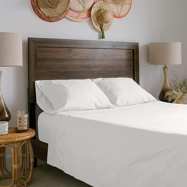 Jennifer Adams Essentials Queen Sheet Set - 4 Piece Microfiber Sheets & Pillowcases - Wrinkle-Resistant - Breathable - Deep Pockets up to 16” (White, Queen)