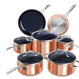 Nuwave Healthy Duralon Blue Ceramic Nonstick Cookware Set, Diamond Infused Scratch-Resistant, PFAS Free, Dishwasher & Oven Safe, Induction Ready & Evenly Heats,Tempered Glass Lids & Stay-Cool Handles