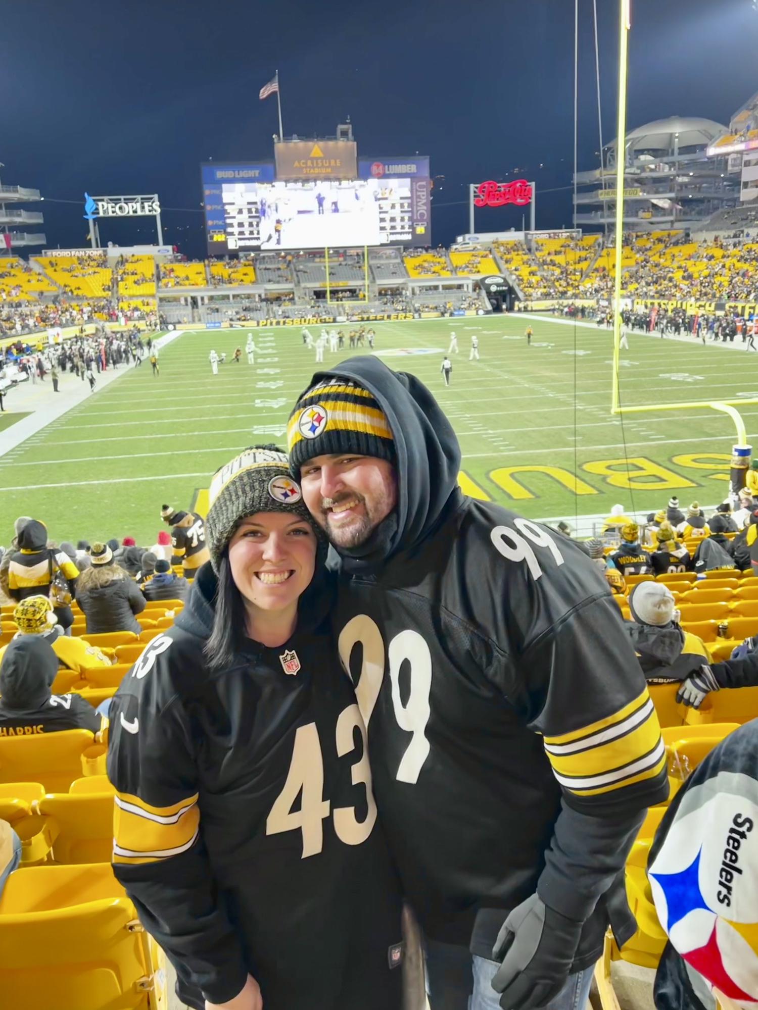 Both of us went to our first Steelers game at Heinz Field (and froze) in November 2022!