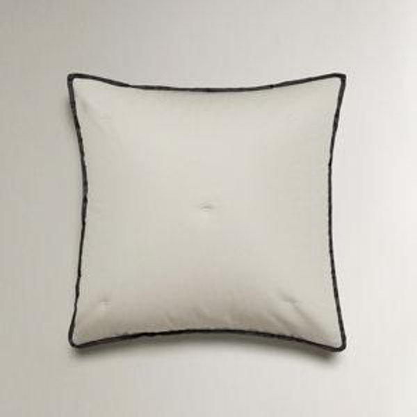 SATEEN AND LINEN THROW PILLOW COVER WITH DOTTED DESIGN