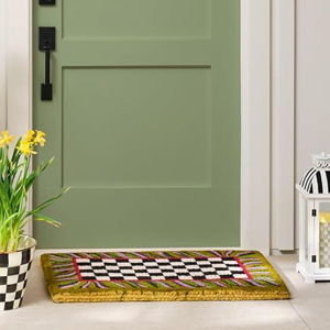 MACKENZIE-CHILDS Entrance Mat, Decorative Outdoor Front-Door Mat, Coir Doormat, Black-and-White Courtly Check
