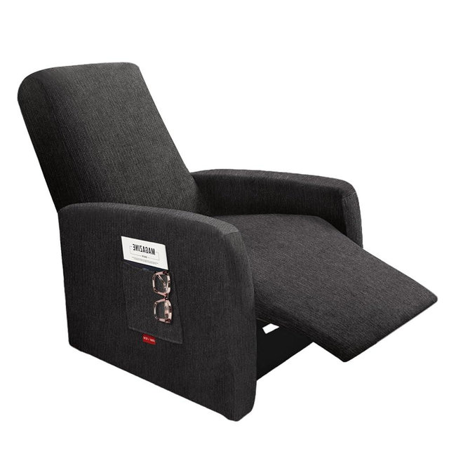 Jcones 3 Pieces Plush Fabric Extra Small Recliner Chair Covers Stretch Recliner Slipcover for Lazy Boy Wide Recliner Chair Washable (Dark Gray)
