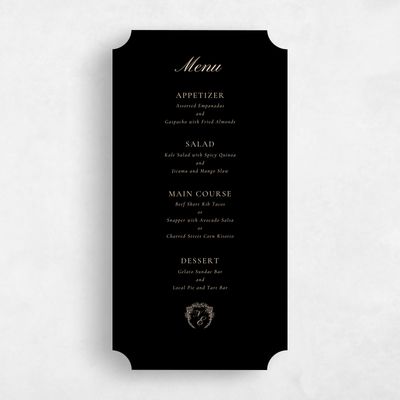 Black Ticket Wedding Menu - Pasquo