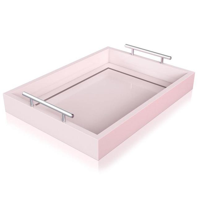 Deluxe Tray for Coffee Table – Light Pink Tray Decorative Tray for Bathroom, Pink Table Decor16x12