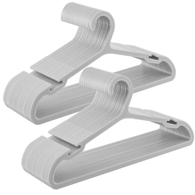 SONGMICS Clothes Hangers, Pack of 50, Plastic Hangers, with Wide Shoulder Notches, Space-Saving Coat Hangers, 16.4 Inches Wide, for Closet, Gray UCRP010G01