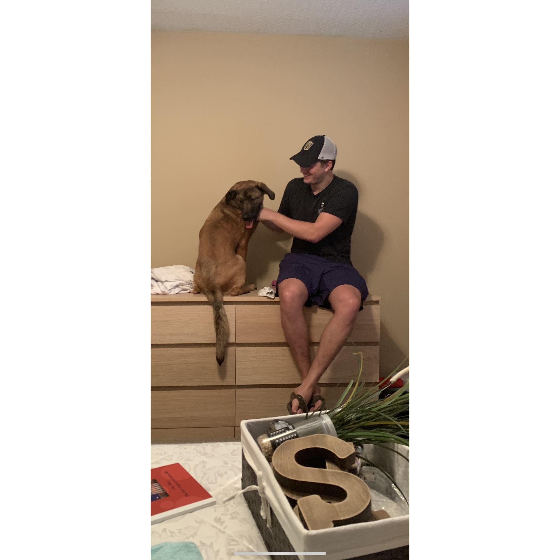 Moving into our first apartment! Duke wanted to be a part of the fun.