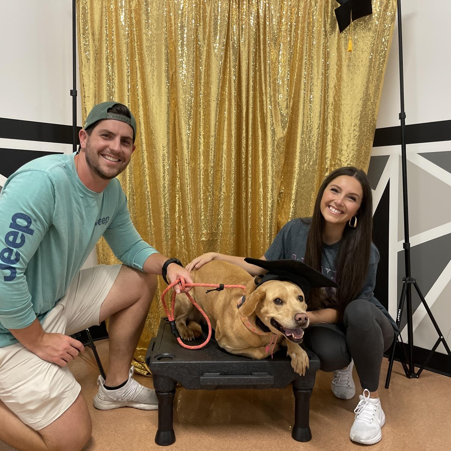 Annie graduated school! She was top of her class with the “heel” command. She was approved for group classes and has been working really hard to keep her new skills! Kamryn and Vince are SO proud.