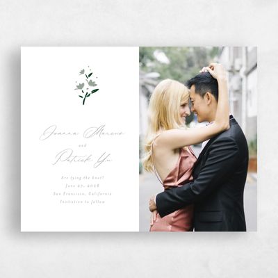 Sage, White Wedding Save the Date - Regal Bloom