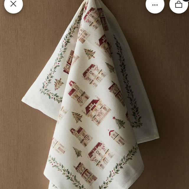 SET OF DYED COTTON CHRISTMAS HOUSE KITCHEN TOWELS (SET OF 2)