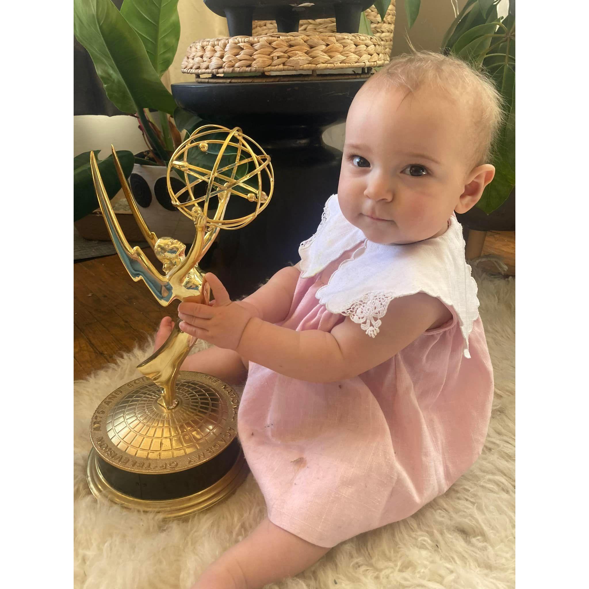 Our granddaughter Colette, accepting her first Emmy.