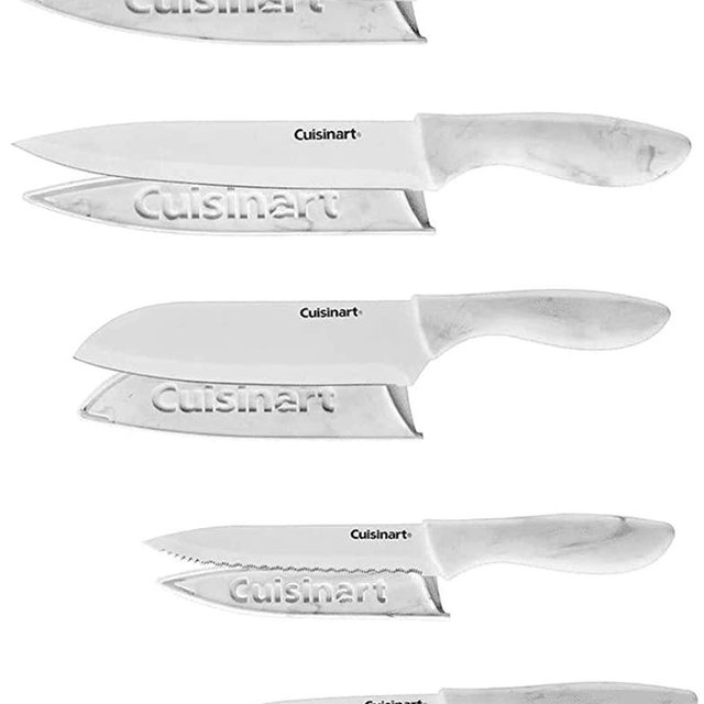 Cuisinart C55-10PWM Advantage Ceramic-Coated Faux Knife Set, 10 PC, Marble