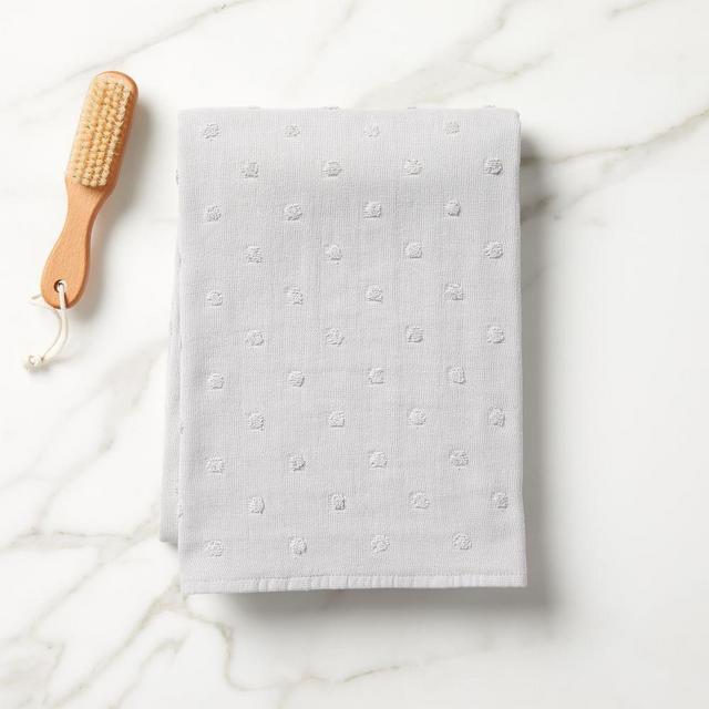 Organic Gauze Candlewick Towel, Bath Towel, Gray Sky