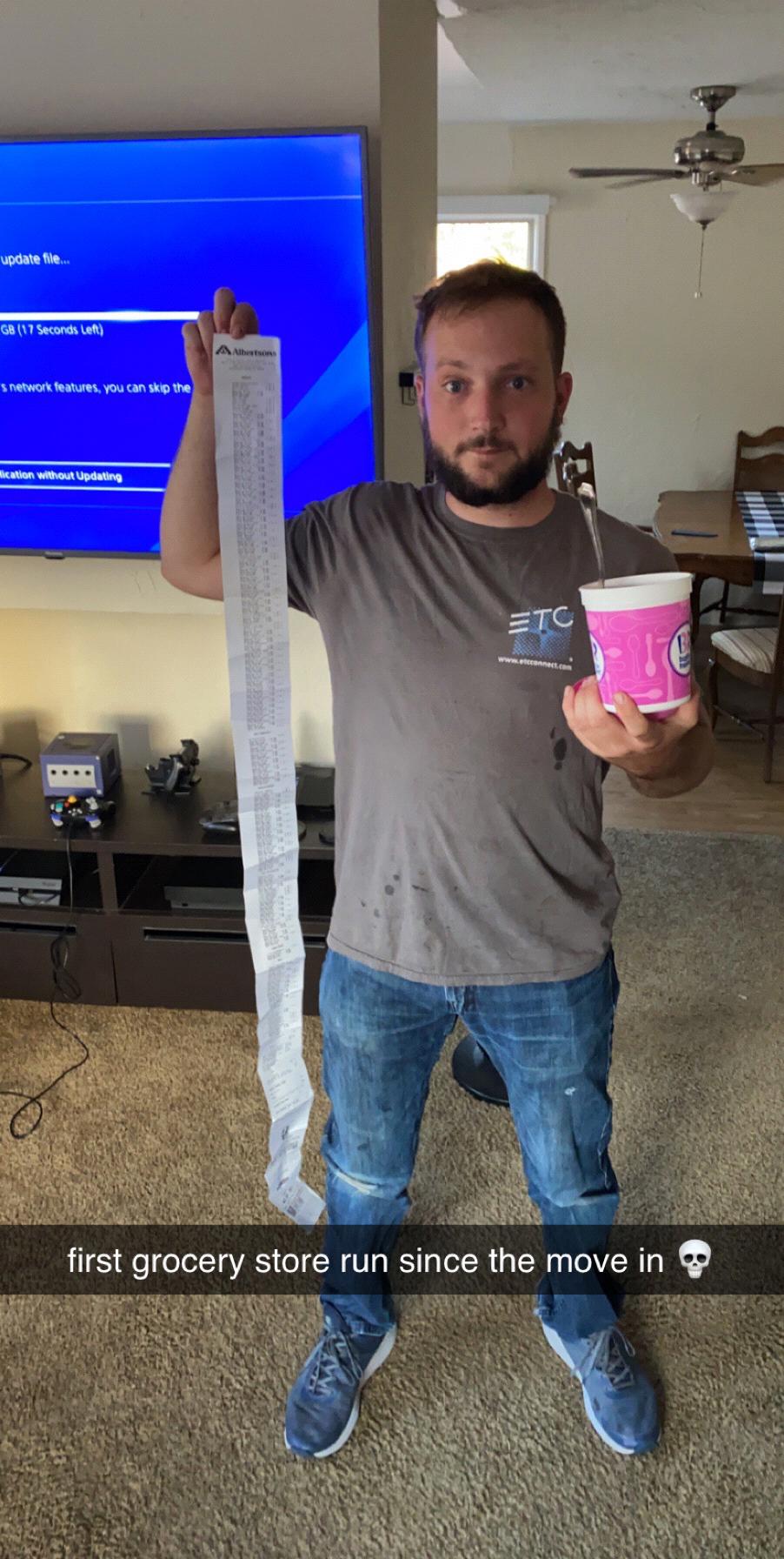Our first grocery bill in our new apartment