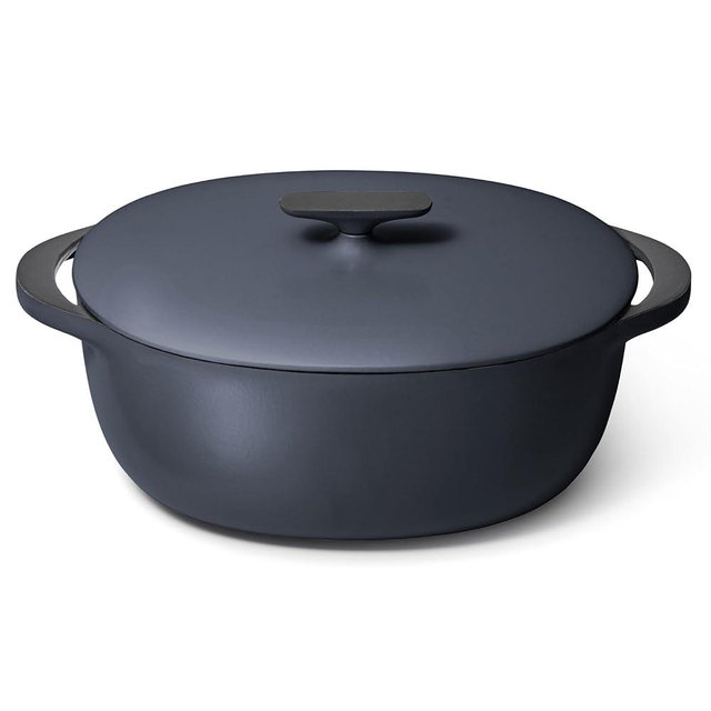 Caraway Enameled Cast Iron Dutch Oven - 8qt Dutch Oven With Lid - 3 Layer Enamel Coating - No Seasoning Required - Compatible With All Stovetops - Oven Safe - No Forever Chemicals - Midnight Blue