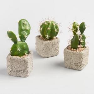 Faux Cacti in Cement Pots Set of 3