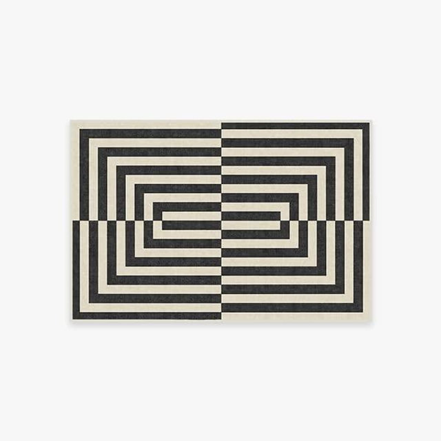 RUGGABLE x Jonathan Adler Washable Rug - Perfect Modern Area Rug for Living Room Bedroom Kitchen - Pet & Child Friendly - Stain & Water Resistant - Op Art Charcoal 2'x3' (Standard Pad)