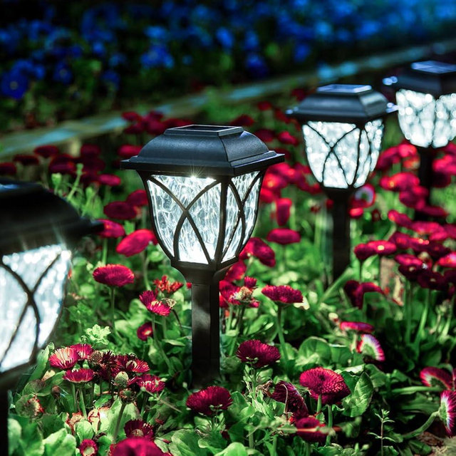 GIGALUMI Solar Lights Outdoor Waterproof, 8 Pack LED Solar Garden Lights, Solar Lights for Outside, Garden Decor for Yard, Patio, Landscape, Planter, Walkway (Cold White)