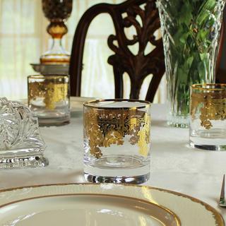 Embellished 24K Gold Crystal Double Old Fashion, Set of 4