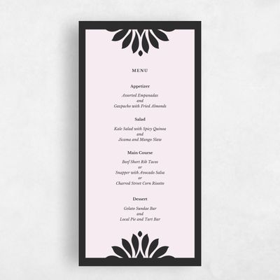 Black Greenery Wedding Menu - Mantova