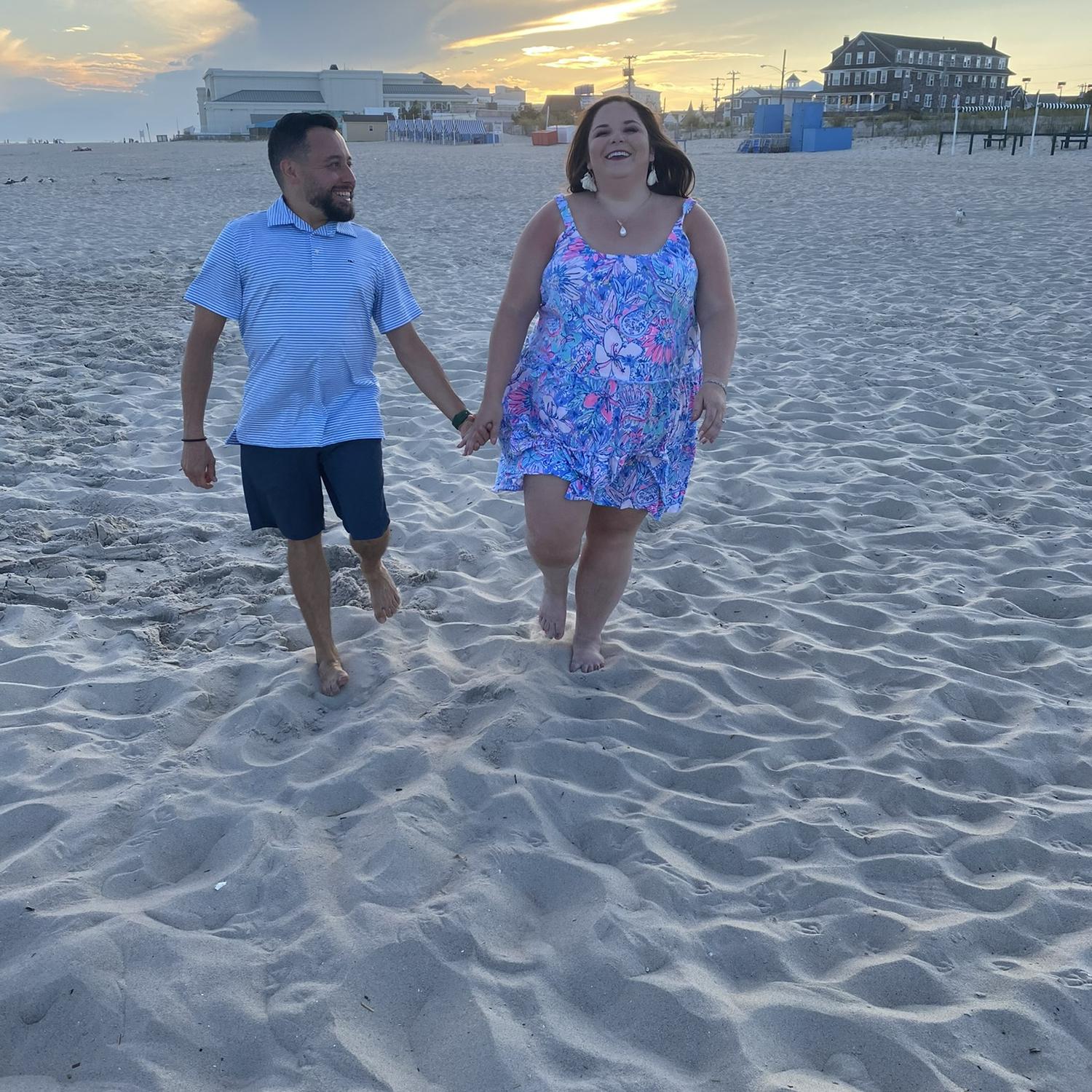 Strolling the beach as an engaged couple!