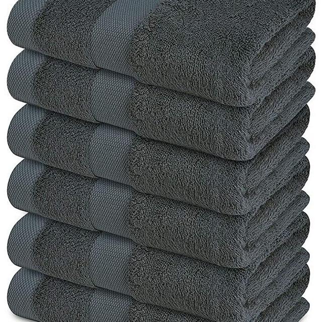 Cotton Bath Towels Set - Grey 24" x 48" Pack of 6 Ultra Soft 600 GSM 100% Cotton Large Bath Towel Grey Highly Absorbent Daily Usage Bath Towel Ideal for Pool Home Gym Spa Hotel