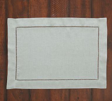 Linen Hemstitch Placemat, Set of 4 - Blue Smoke