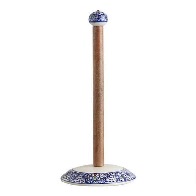 Ceramic and Wood Tunis Paper Towel Holder