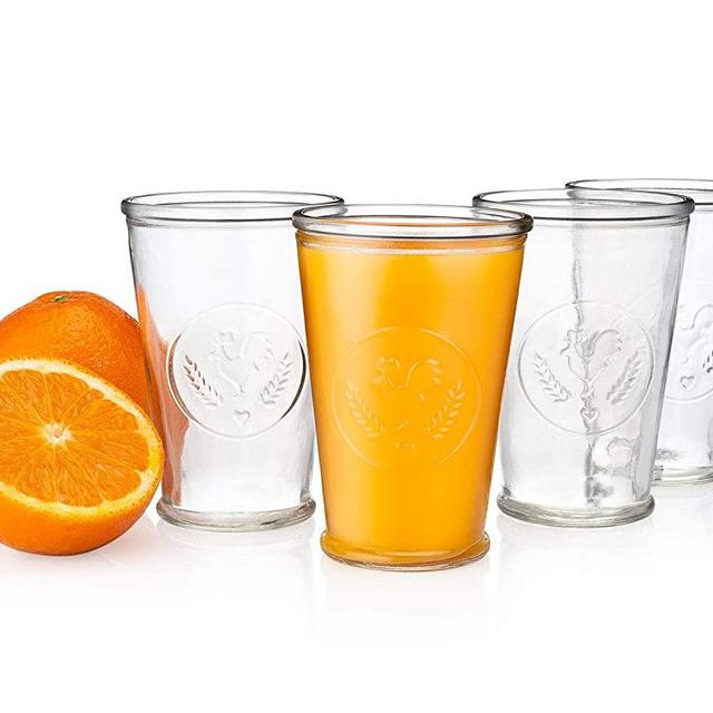 "Breakfast in Province" Farmhouse-Style Glasses (Gift Box Set of 4)