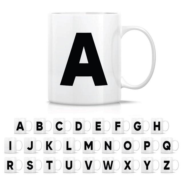 Retreez Initial A-Z Alphabet Monogrammed Monogram Mug 11 Oz Ceramic Tea Coffee Mugs - Graduation Appreciation Thank You Holiday Birthday Gifts for her friend coworker mother father sister - A Initial