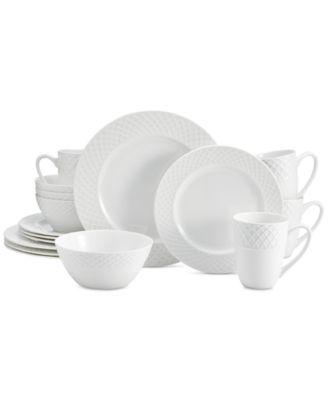 Mikasa - Trellis White 16-Pc. Dinnerware Set, Service For 4