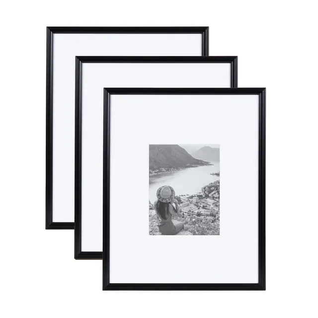 Kate & Laurel All Things Decor 16"x20" Matted to 8"x10" Adlynn Rectangle Picture Frames Black