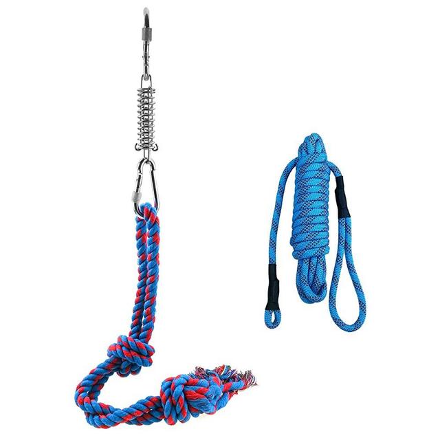 Outdoor Hanging Bungee Dog Toy - Interactive Dog Tug Toy Durable Spring Dog Toy for Medium to Large Dogs - Best for Tug of War, Bite Training, Pull Exercise, Solo Play