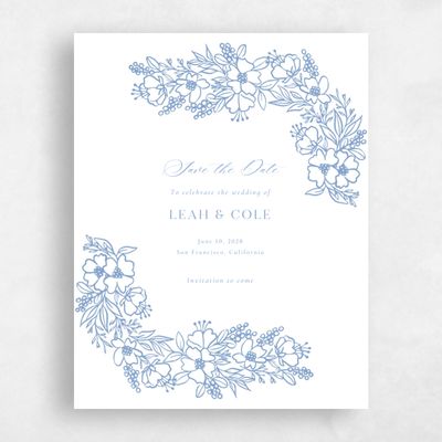 Dusty Blue Wedding Save the Date - Mira Portrait Letterpress