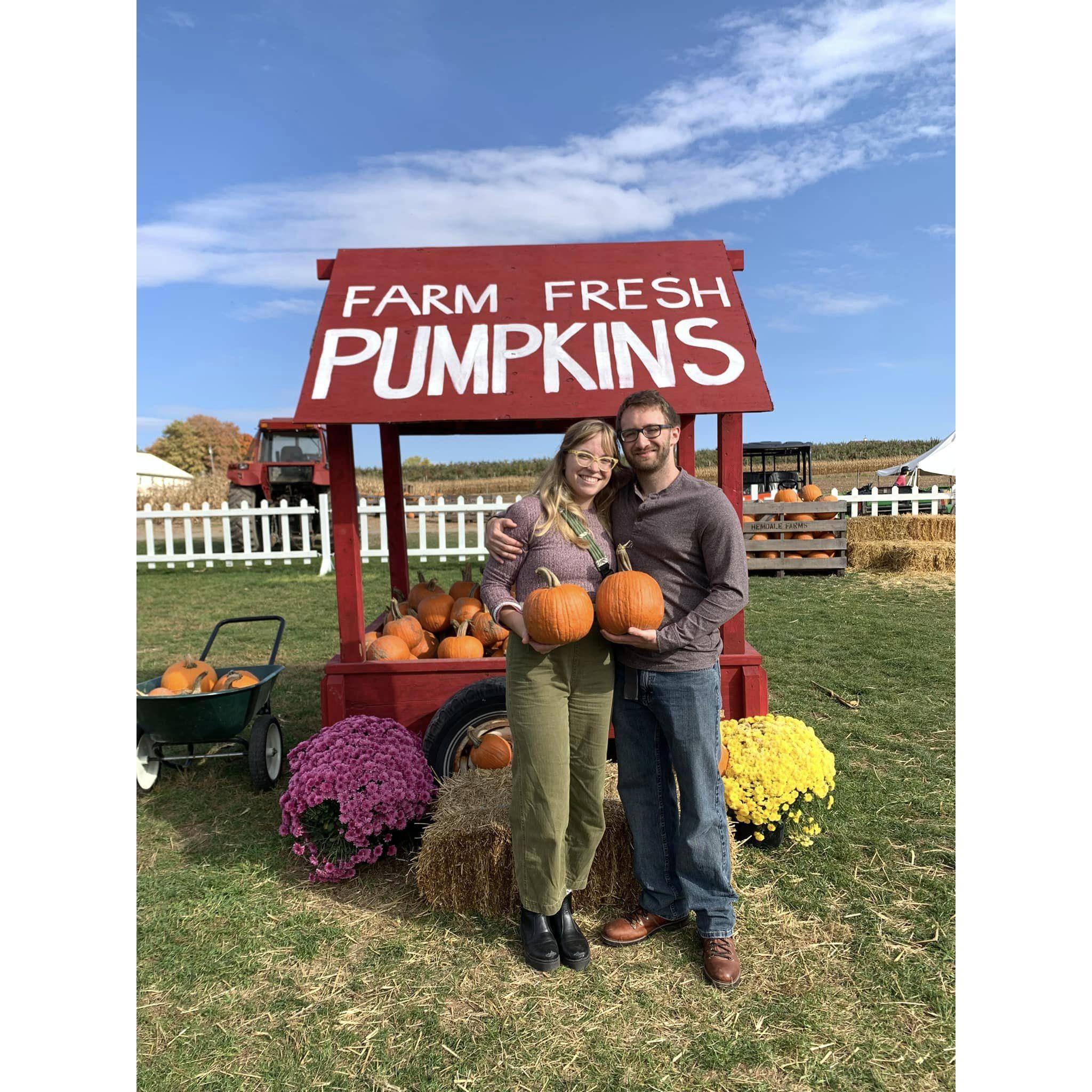 Pumpkin Patching around the corner from our house.