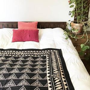 Hand Block Printed Cotton Quilt with Natural Dye - Lap Quilt, Throw, Baby Blanket
