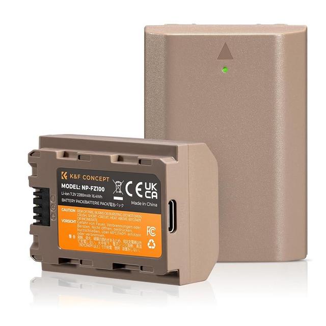 K&F Concept 2 Pack NP-FZ100 Battery, Replacement Battery with Type C Fast Charging for Sony A7iii A7Riii A7RIV A9 A6600 ZV-E1 FX3 FX30