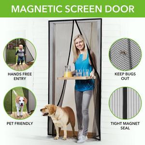 Homitt Magnetic Screen Door with Heavy Duty Mesh Curtain and Full Frame Hook&Loop FITS Door Size up to 36&quot;-82&quot; Max