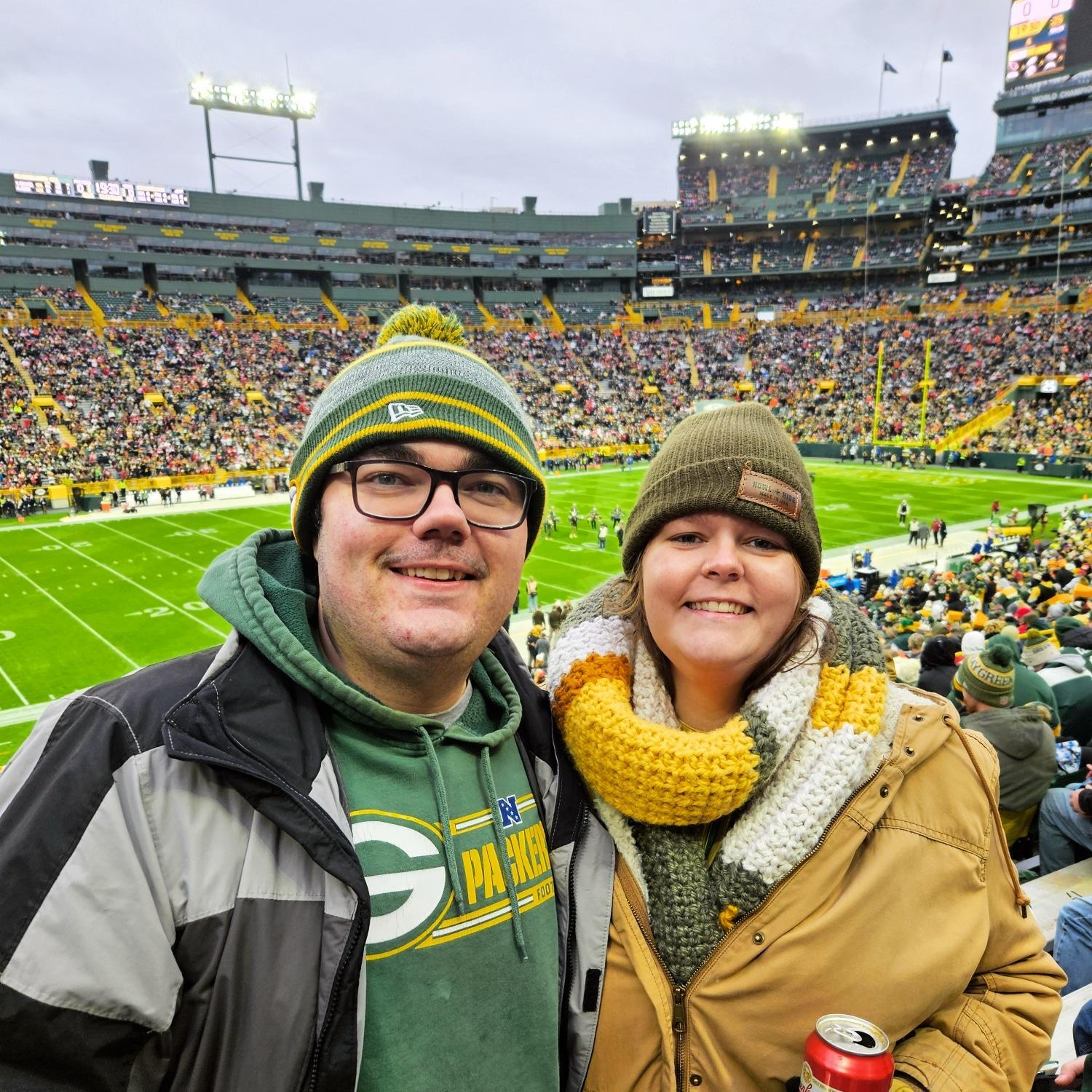 Sarah's first Packers game at Lambeau in November 2024