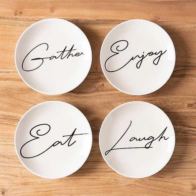 Script Appetizer Plates, Set of 4