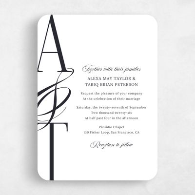 White Rounded Wedding Invitation - Kellan Portrait