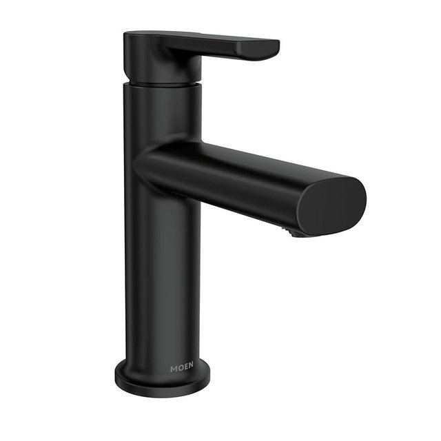 Moen 84794BL Meena One-Handle Single Hole Bathroom Sink Faucet, Matte Black, Includes Drain Assembly and Optional Deckplate